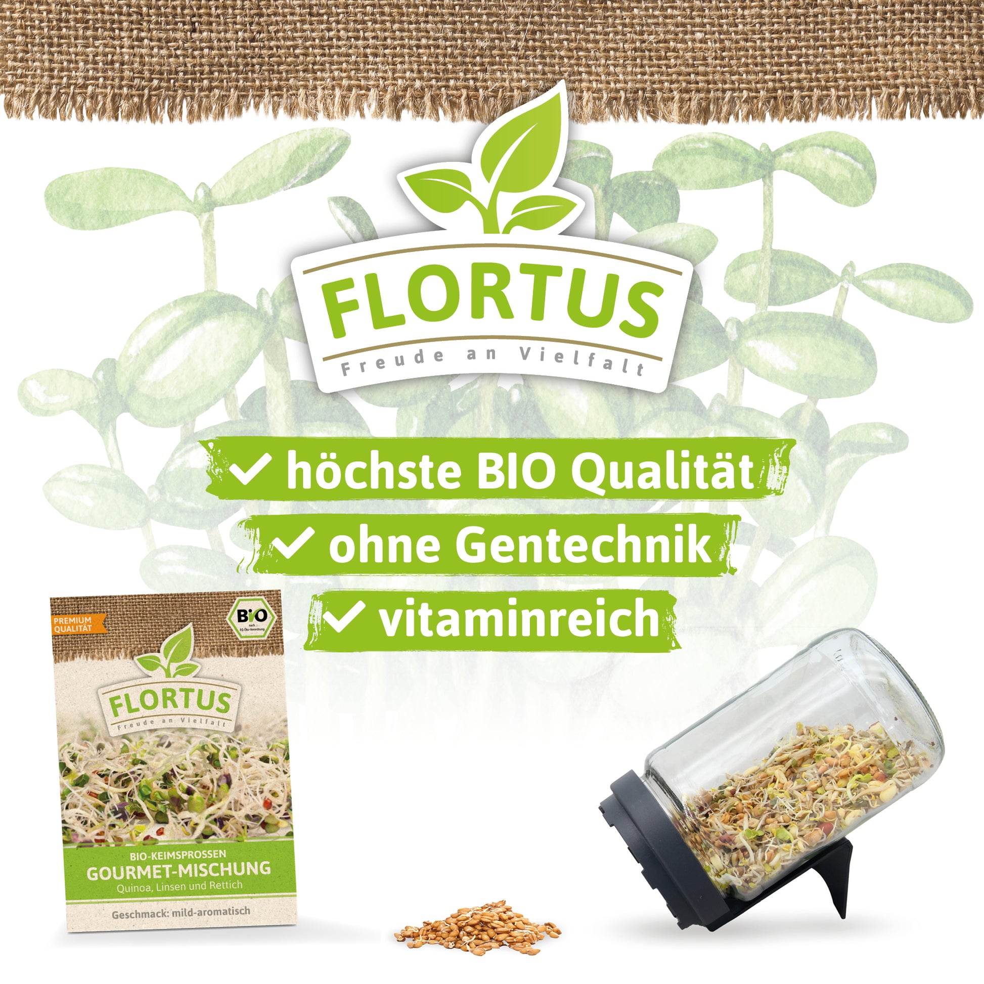 BIO Keimsprossen Gourmet-Mischung (Quinoa, Linsen Und Rettich)