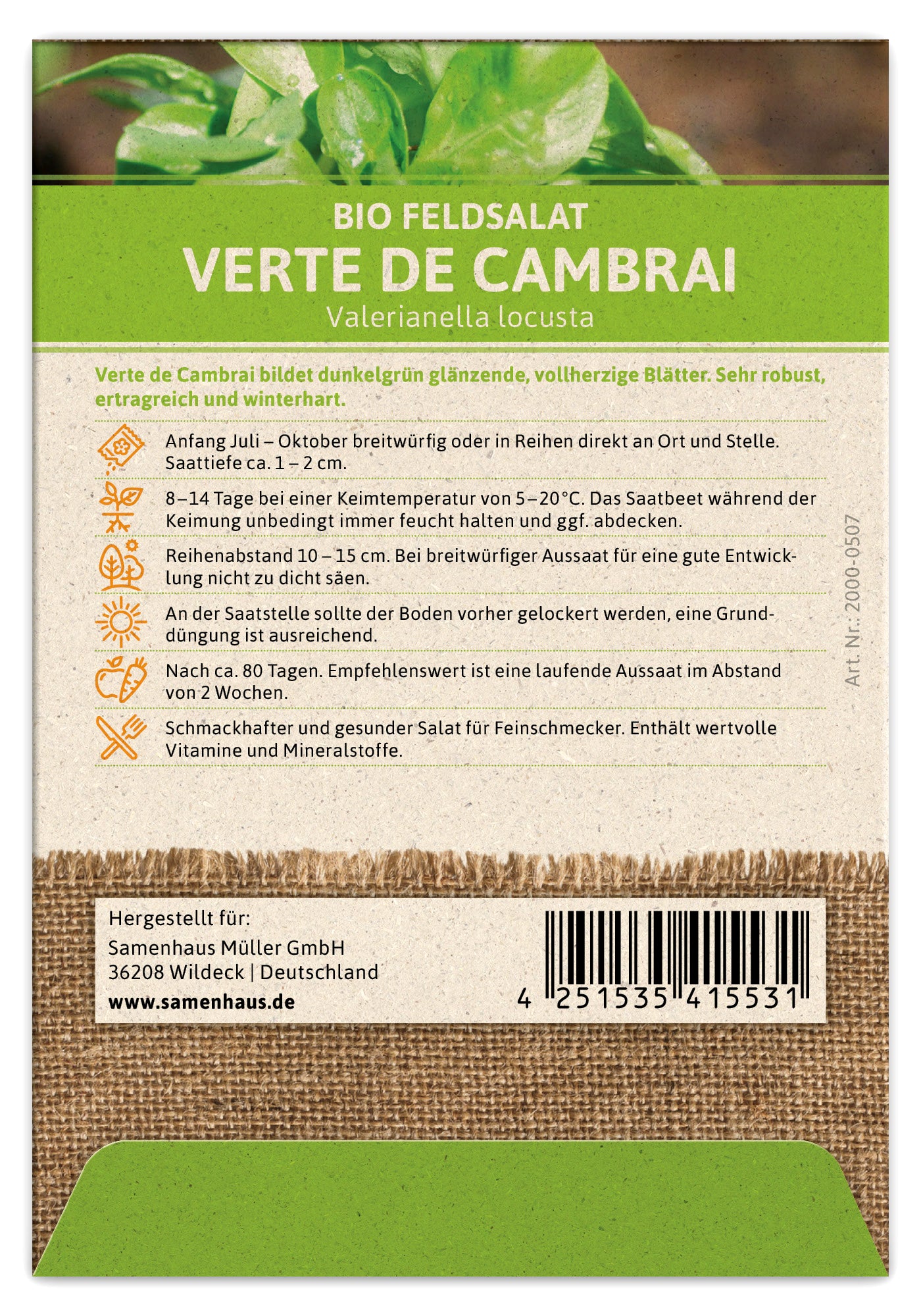  BIO Feldsalat Verte De Cambrai