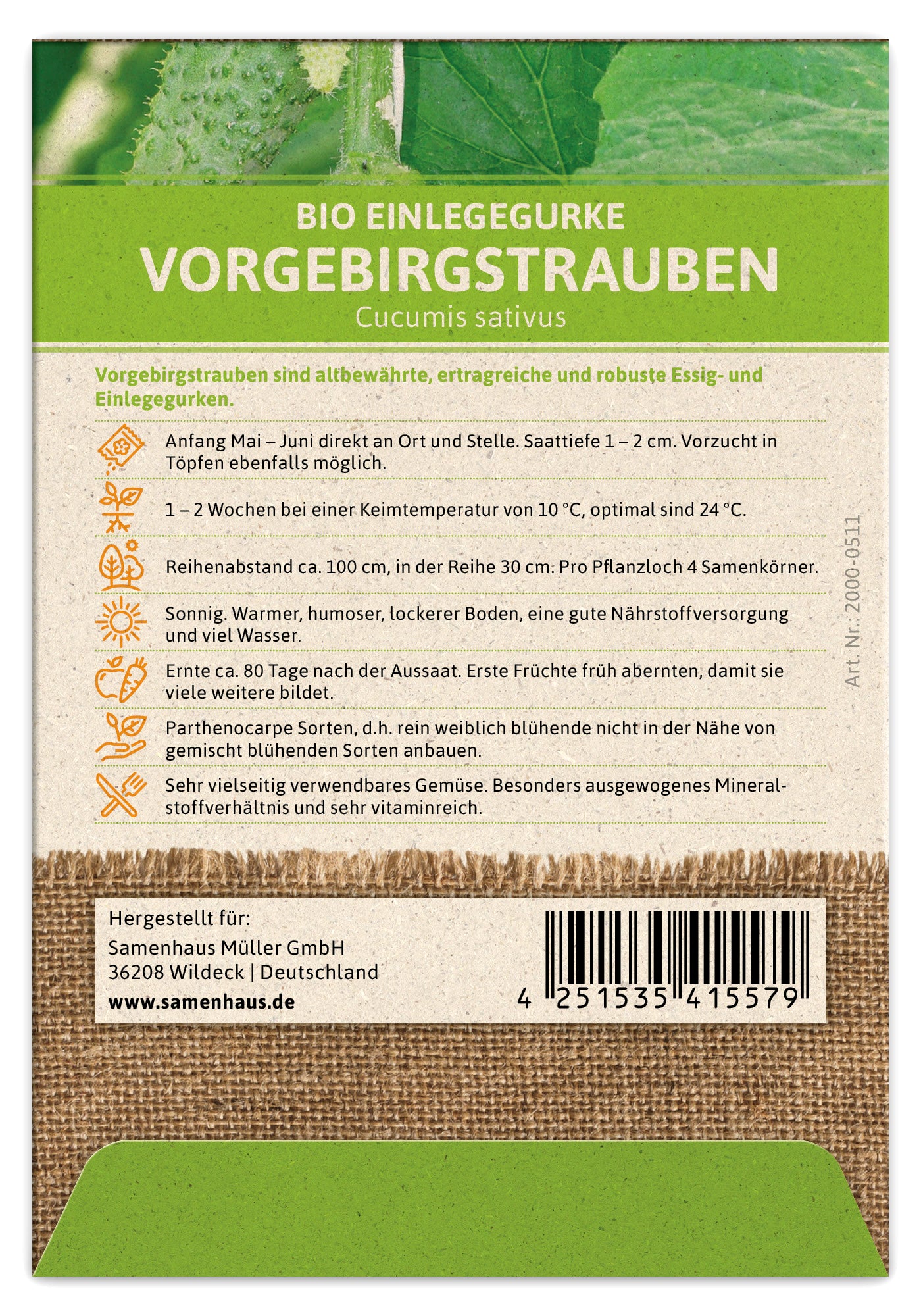  BIO Einlegegurke Vorgebirgstrauben