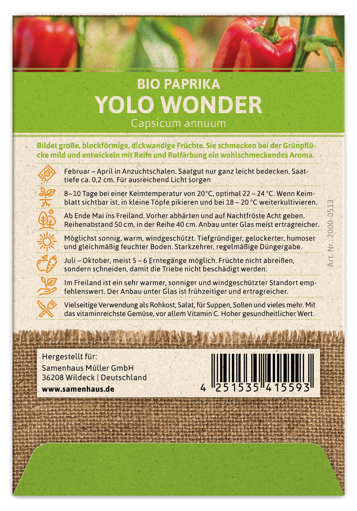  BIO Paprika Yolo Wonder