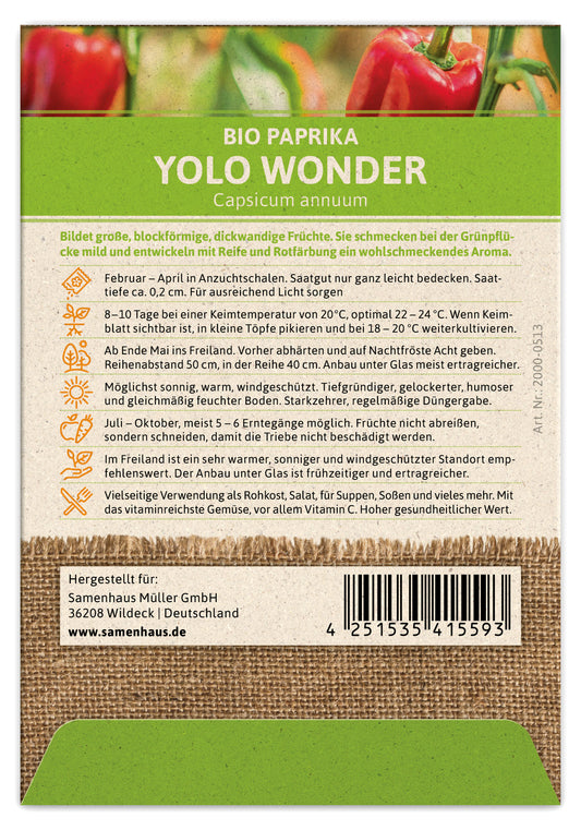  BIO Paprika Yolo Wonder
