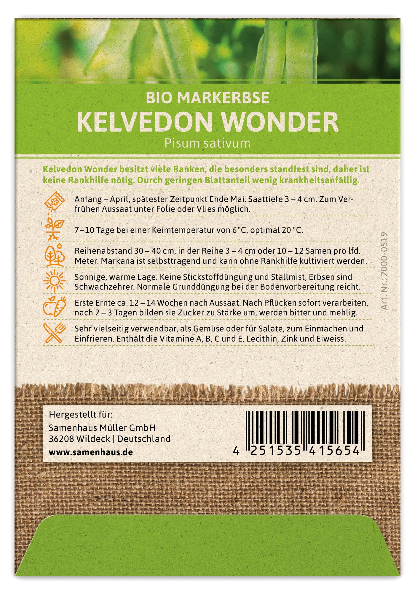 BIO Markerbse Kelvedon Wonder