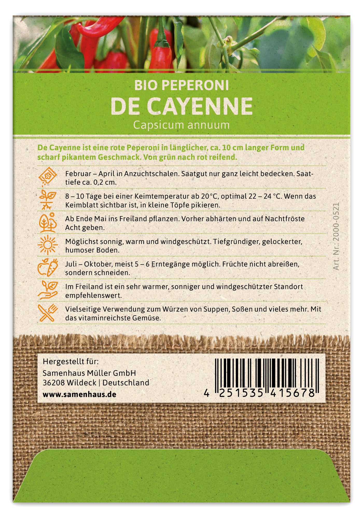  BIO Peperoni De Cayenne