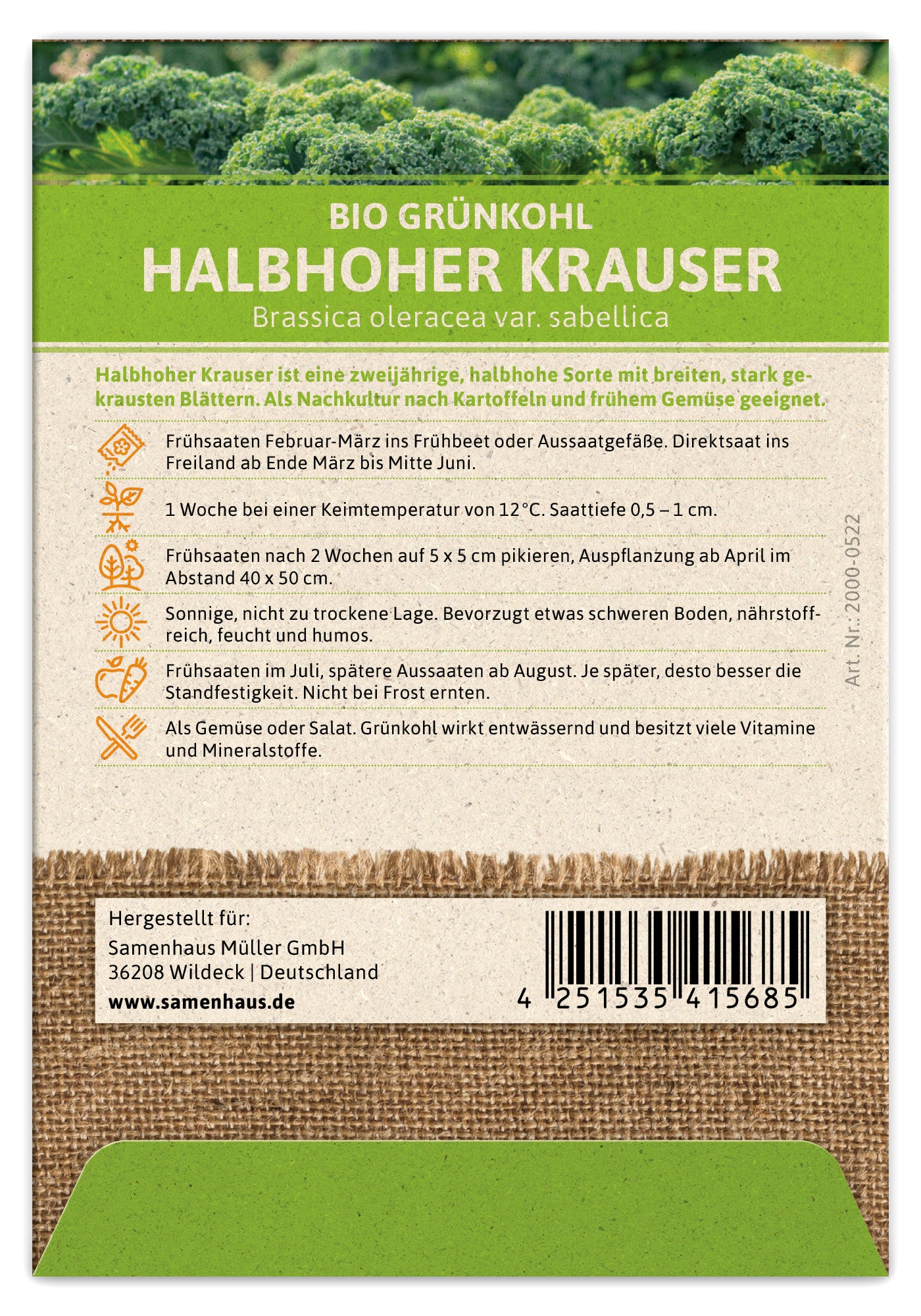  BIO Grünkohl Halbhoher Krauser