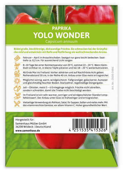  Paprika Yolo Wonder (100 Stück)