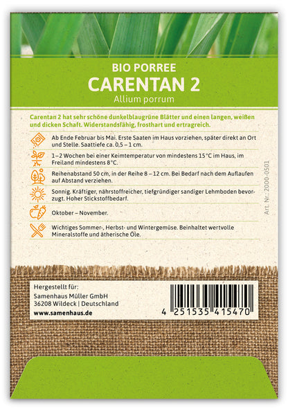  BIO Lauch-Porree Carentan 2 (100 Stück)