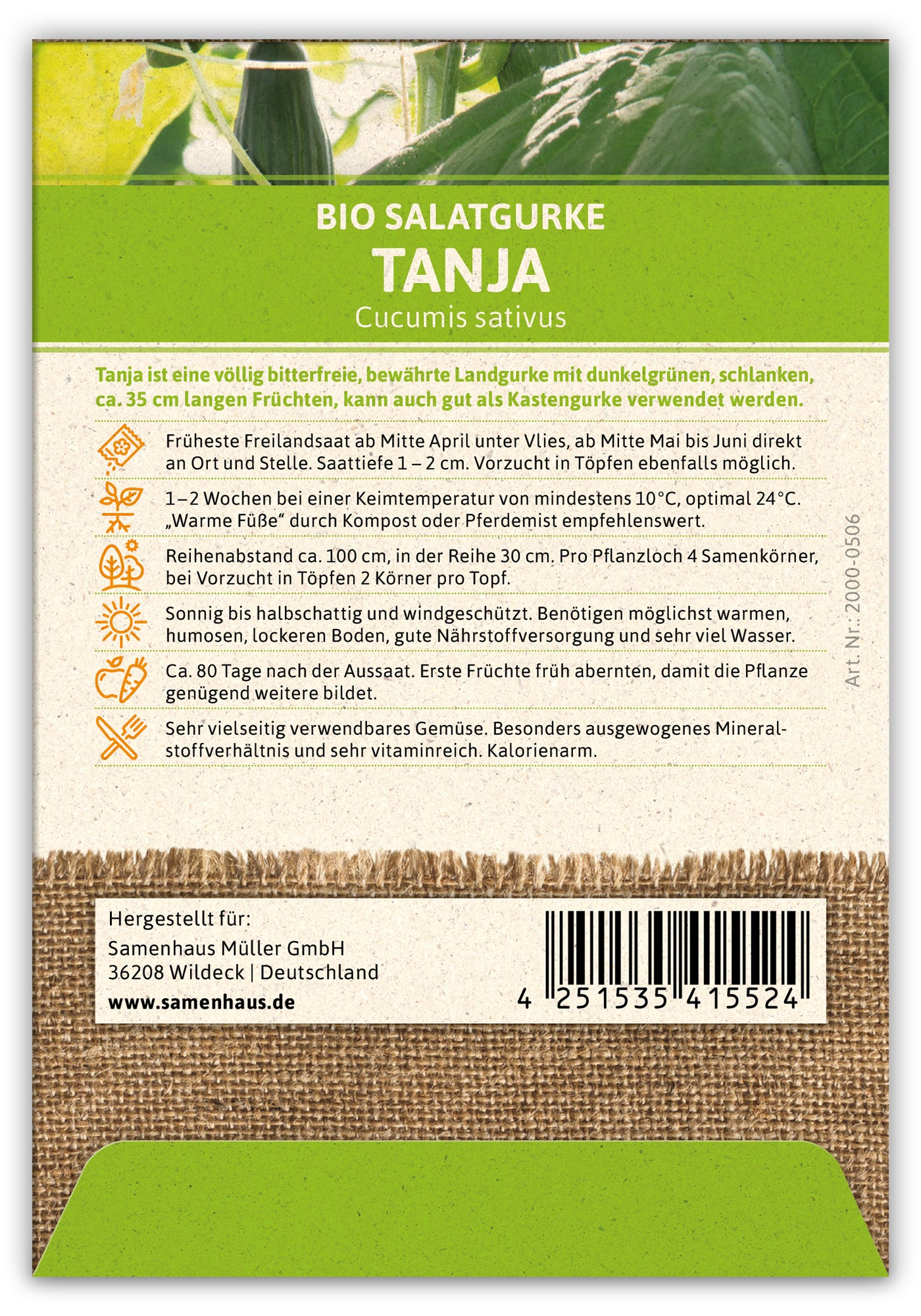  BIO Salatgurke Tanja (100 Stück)