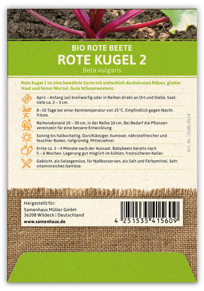  BIO Rote Beete Rote Kugel 2 (100 Stück)