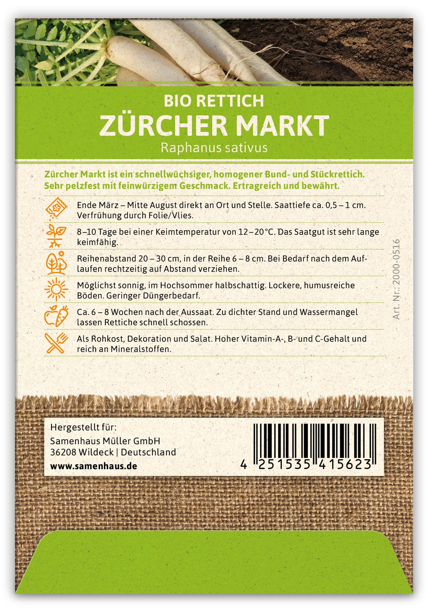  BIO Rettich Zürcher Markt (100 Stück)