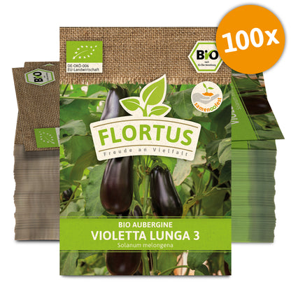  BIO Aubergine Violetta Lunga 3 (100 Stück)