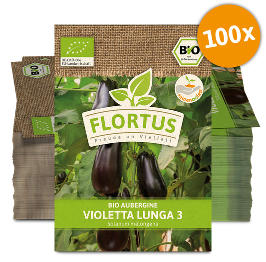  BIO Aubergine Violetta Lunga 3 (100 Stück)