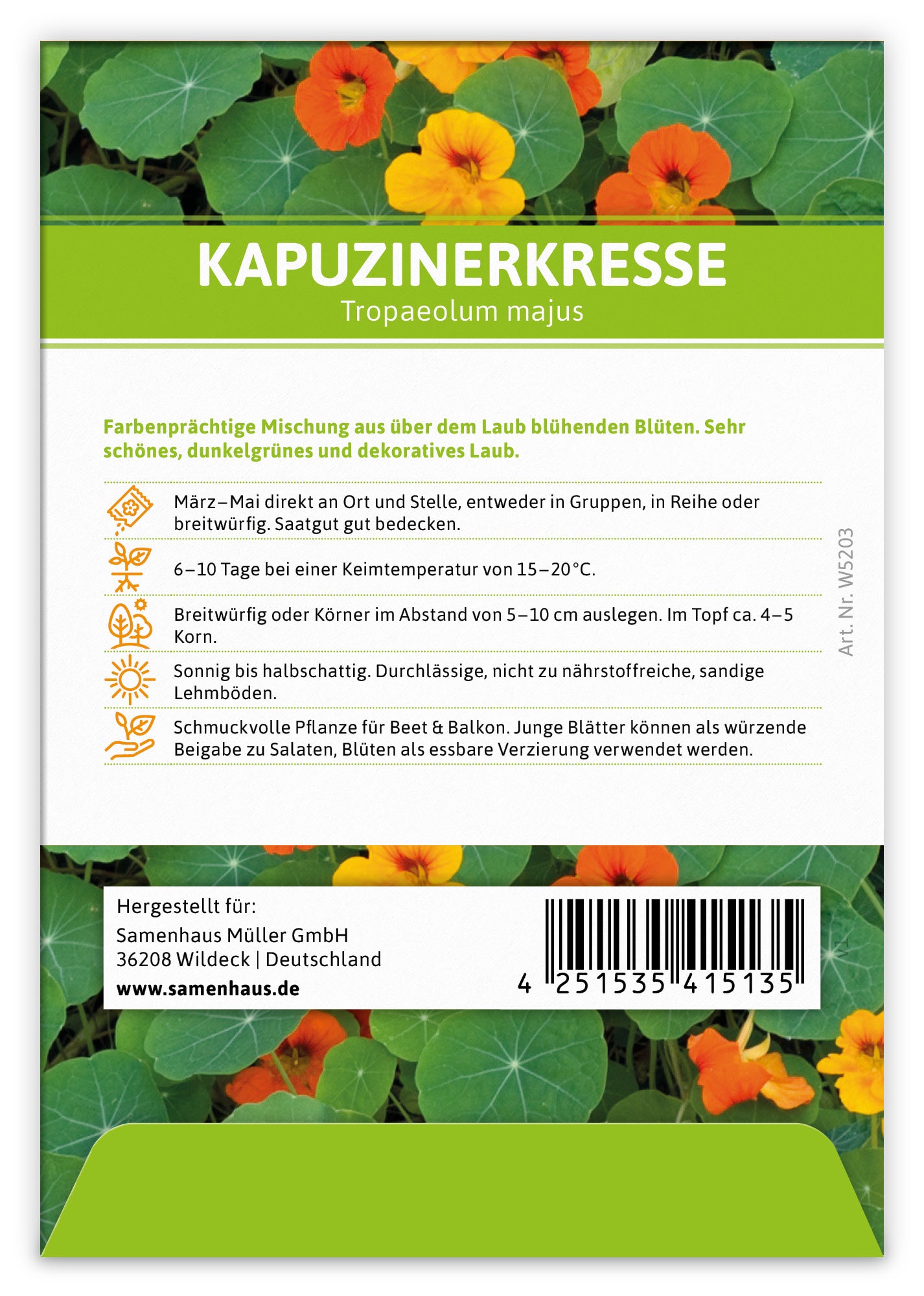  Kapuzinerkresse Für Werbezwecke (100 Tütchen)