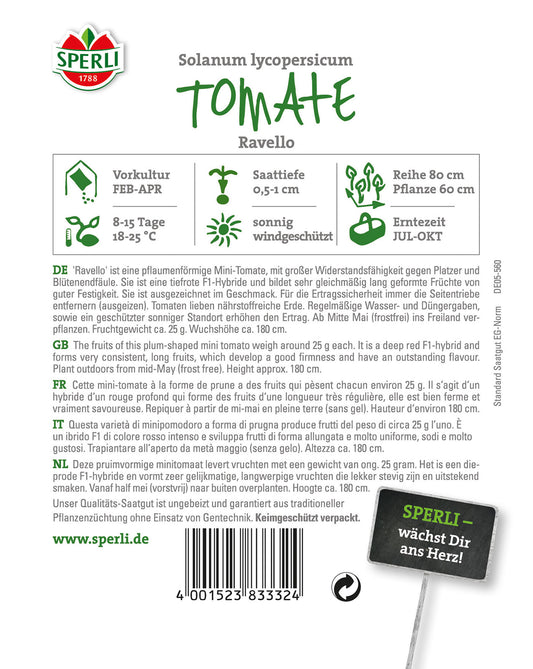  Tomate Ravello F1-Hybride [MHD 01/2025]