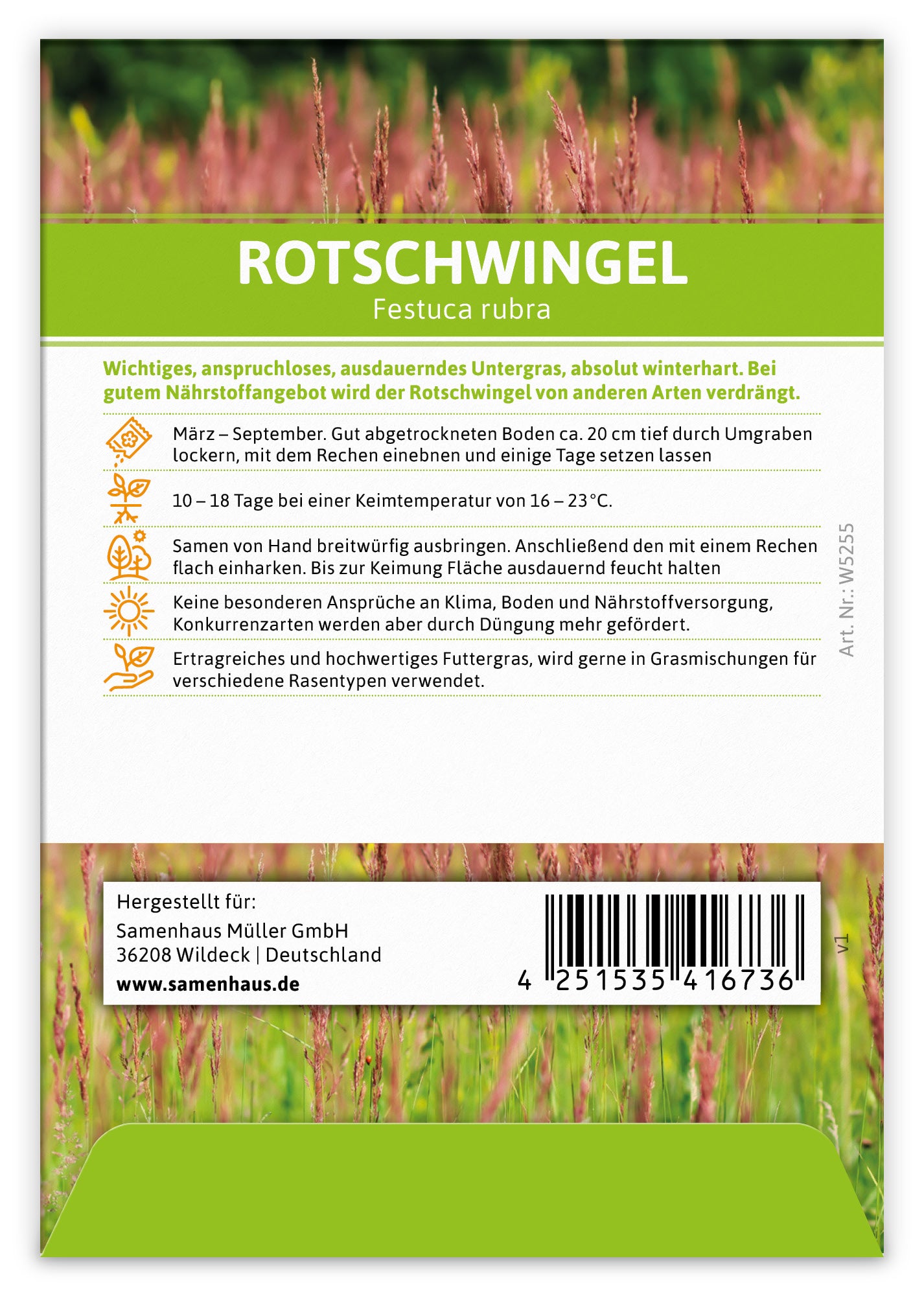  Rotschwingel (Regionale Sorte Eifel) (100 Tütchen)