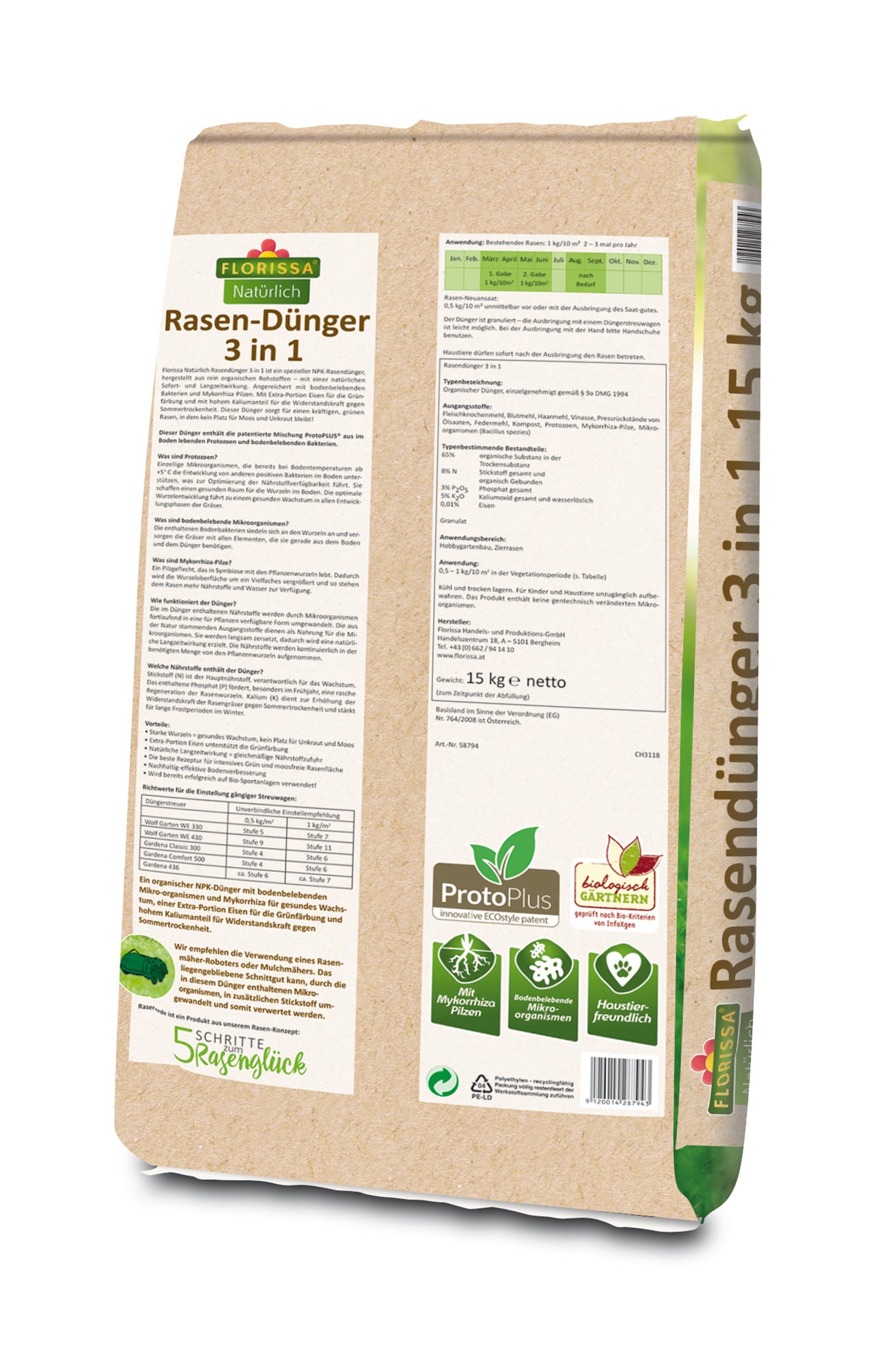  BIO Proto Plus Rasendünger "3 In 1" (15 Kg)