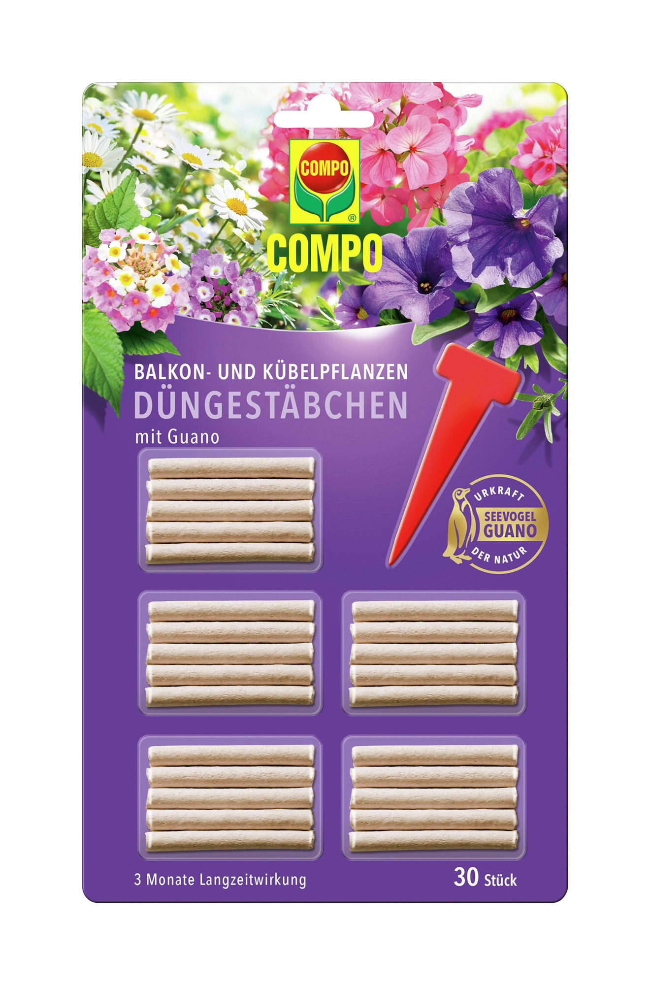 Compo Balkon- Und Kübelpflanzen Düngestäbchen Mit Guano (30 Stück)
