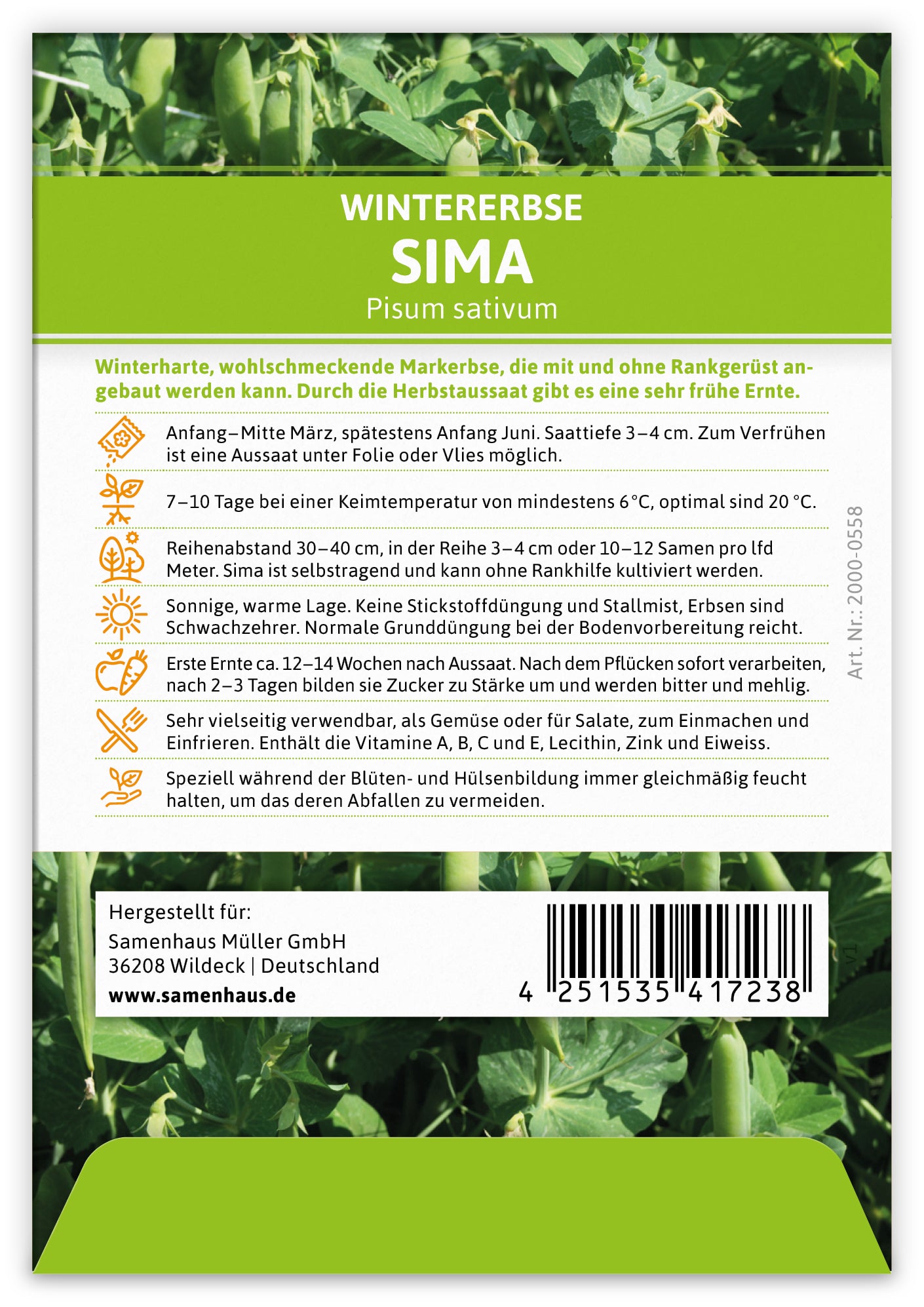  Wintererbse Sima (100 Tütchen)