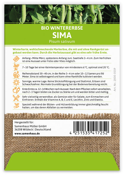  BIO Wintererbse Sima (100 Tütchen)