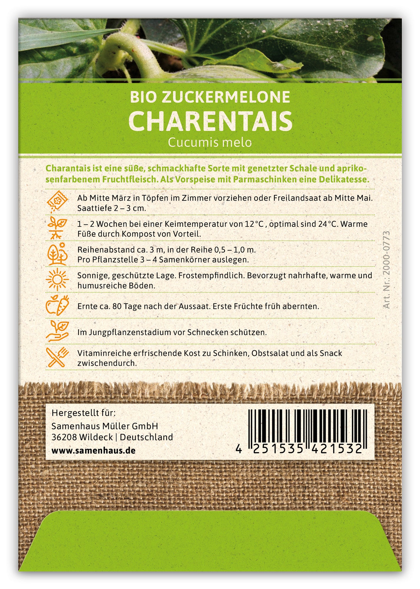  BIO Zuckermelone Charentaise