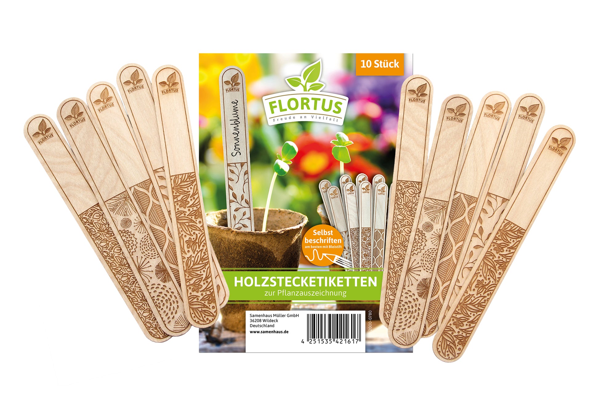  Holzstecketiketten Mit Lasergravur (10 Stück)