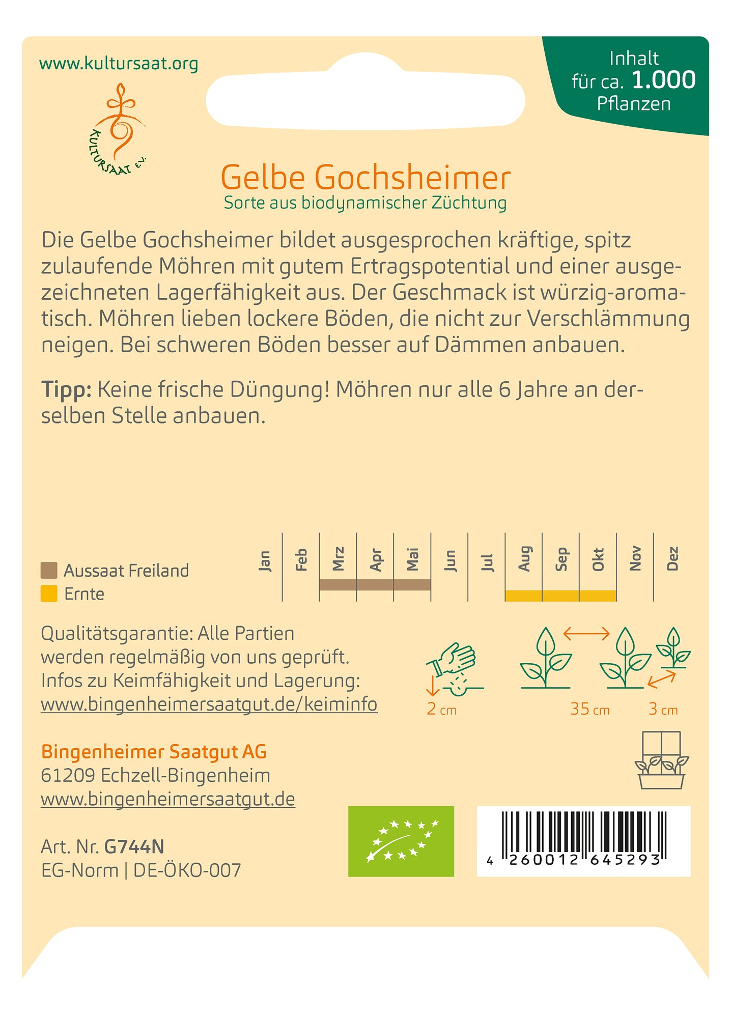  BIO Möhre Gelbe Gochsheimer