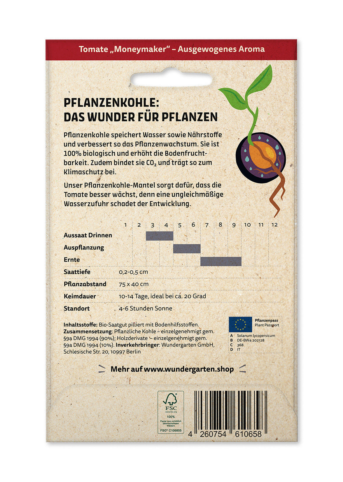  BIO Saatgut Mit Pflanzenkohle-Mantel Strauchtomate