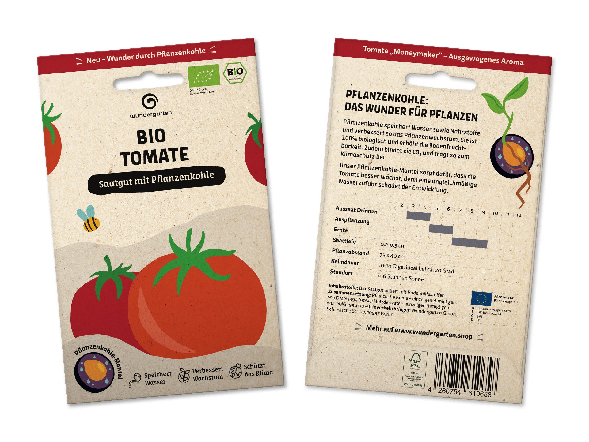  BIO Saatgut Mit Pflanzenkohle-Mantel Strauchtomate