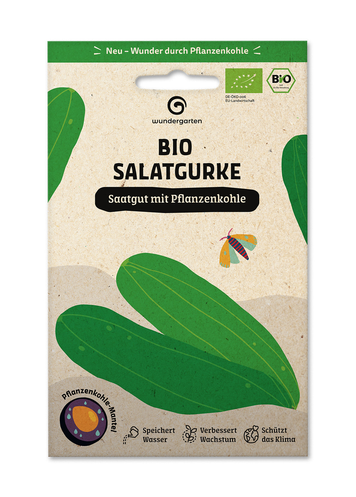  BIO Saatgut Mit Pflanzenkohle-Mantel Salatgurke