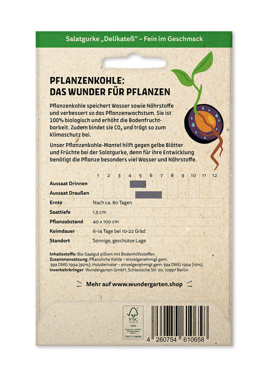  BIO Saatgut Mit Pflanzenkohle-Mantel Salatgurke