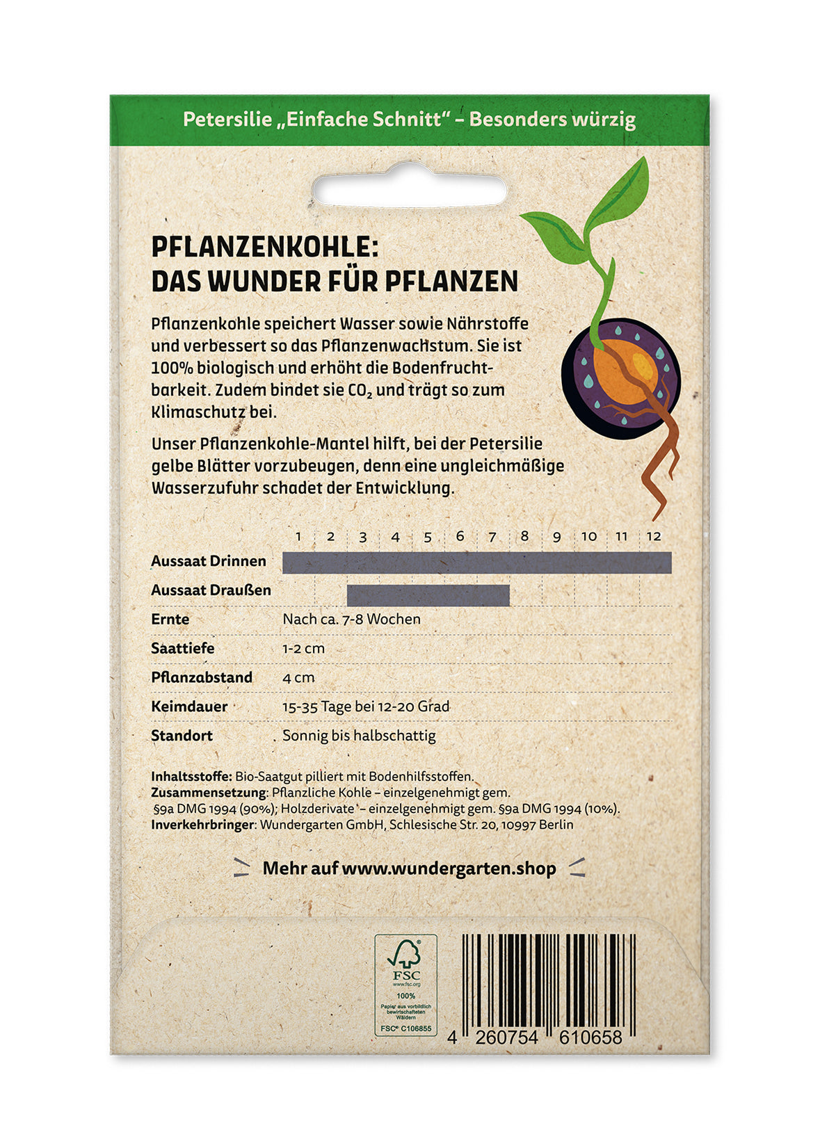  BIO Saatgut Mit Pflanzenkohle-Mantel Petersilie