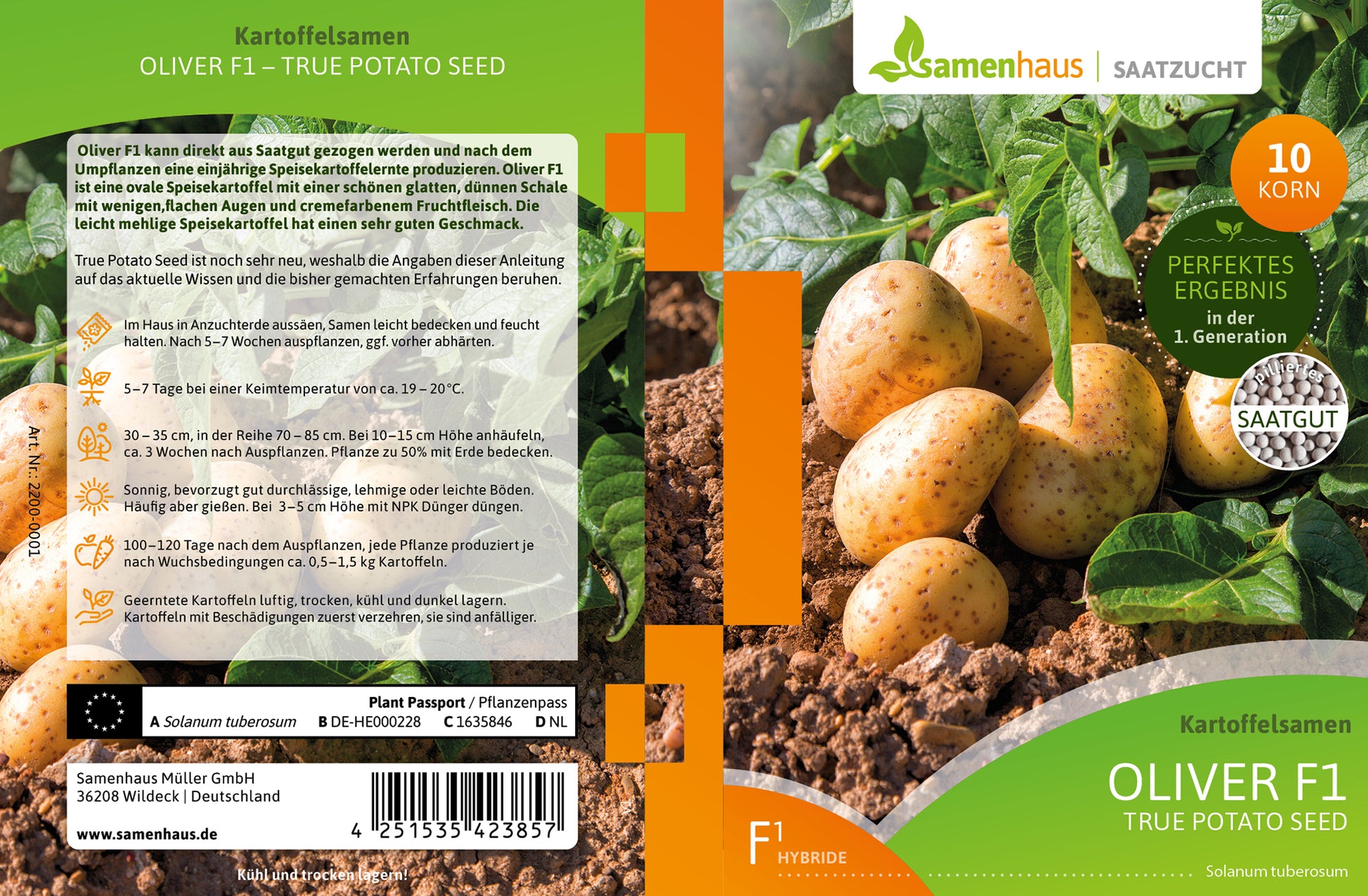  Anzuchtset HARRY HERBS & Oliver F1 Kartoffelsamen (Pillensaat)