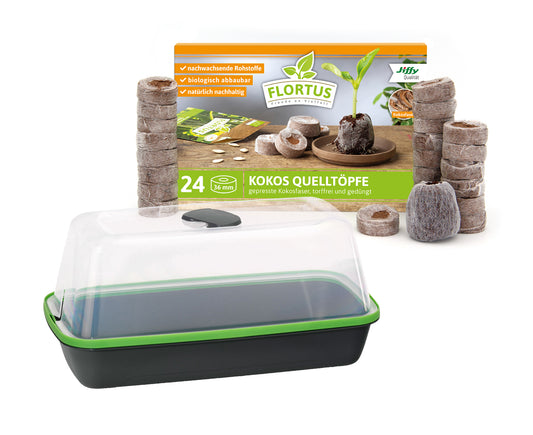  BoQube M & FLORTUS Kokos Quelltöpfe (24 Stück)