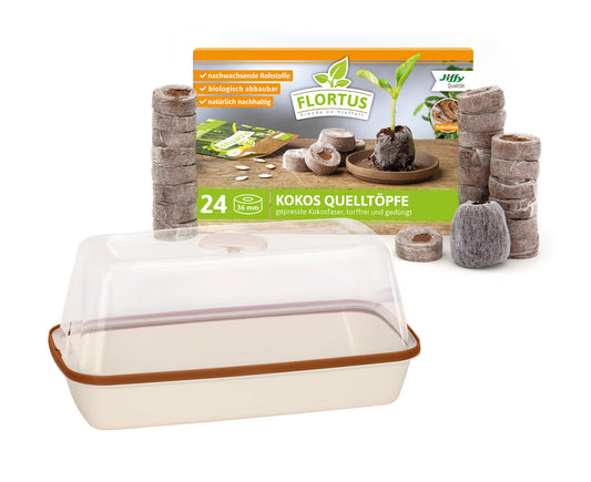  BoQube M & FLORTUS Kokos Quelltöpfe (24 Stück)