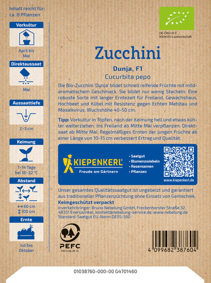  BIO Zucchini Dunja F1