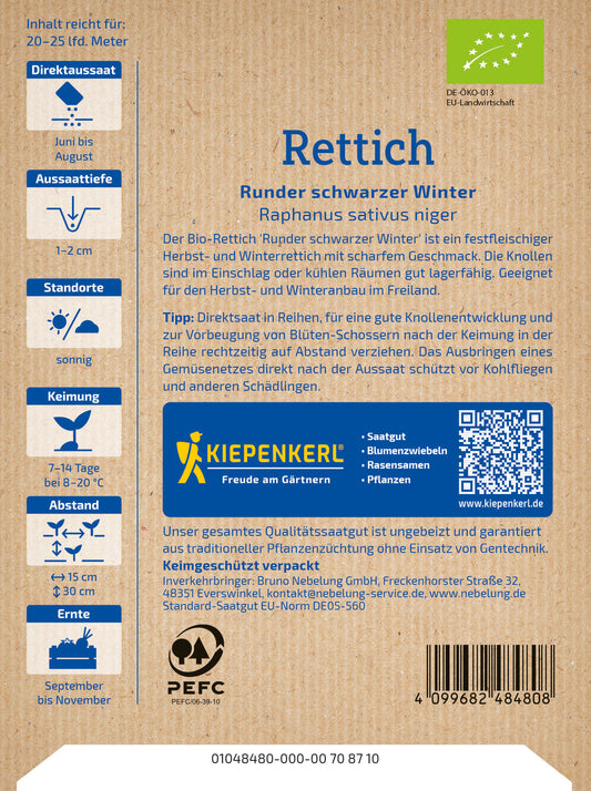 BIO Rettich Runder Schwarzer Winter